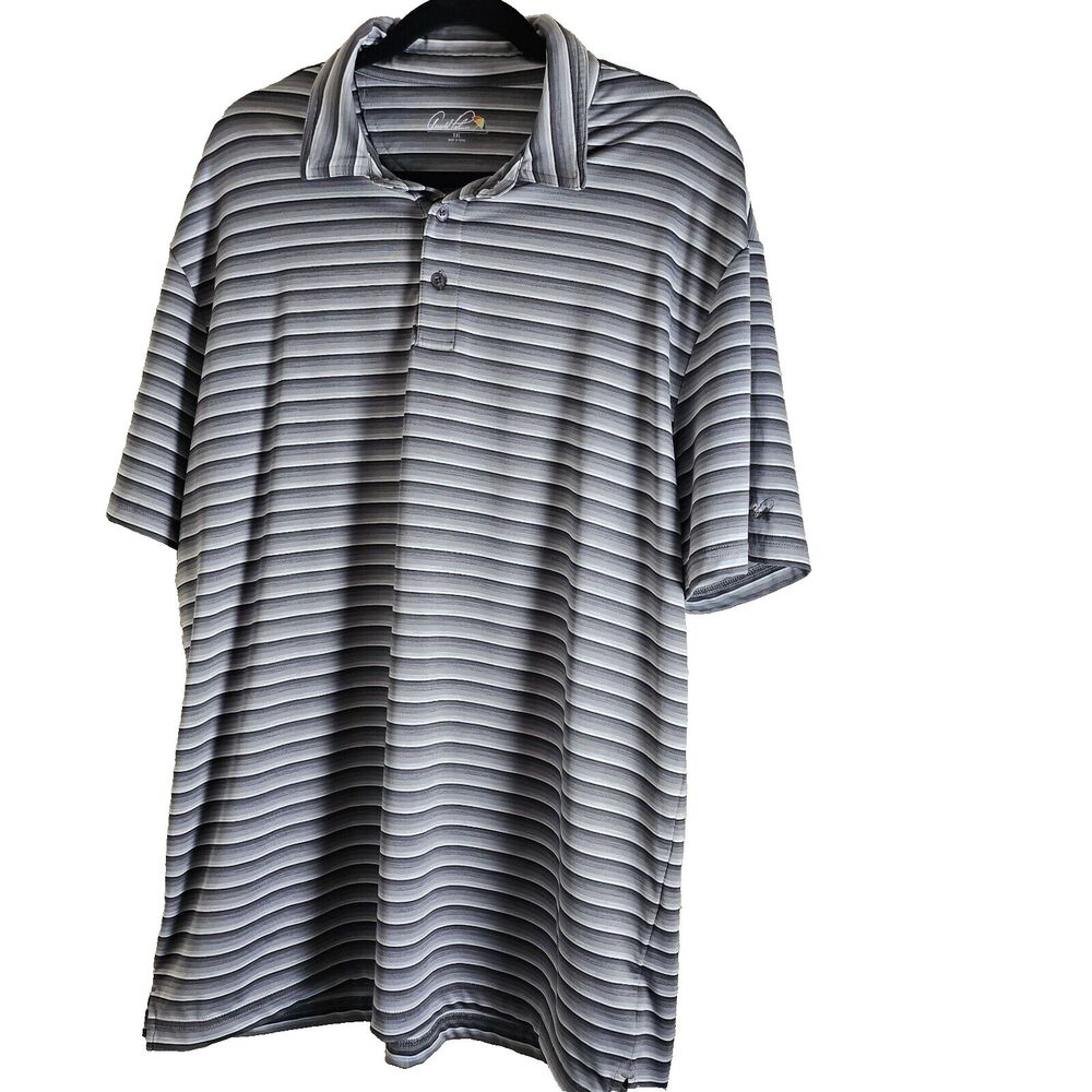 Arnold Palmer Golf Shirt polyester black gray and white stripes XXL pre-owned